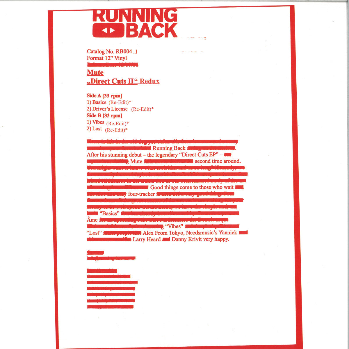 Mute - Direct Cuts II Redux (Running Back) (M)