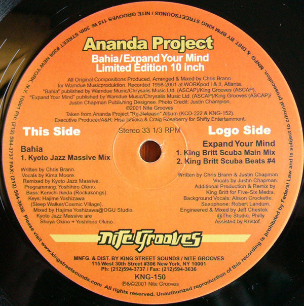 Ananda Project* : Bahia / Expand Your Mind (10", Ltd)