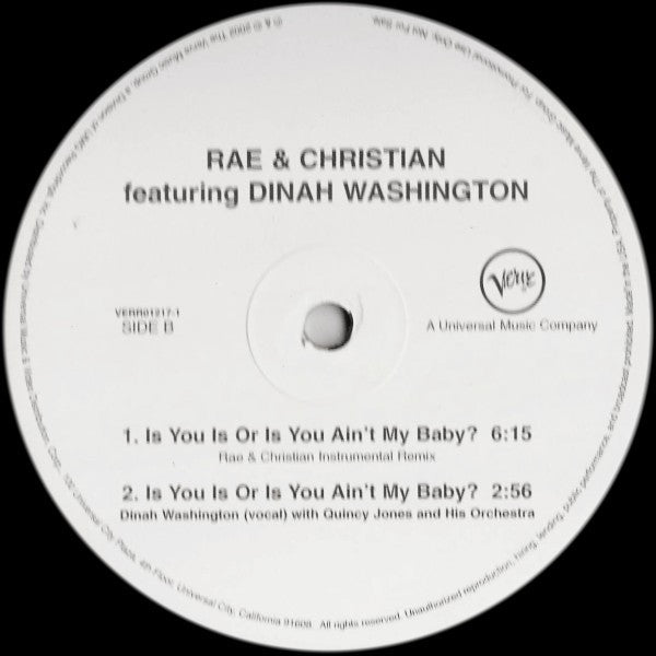 Rae & Christian Featuring Dinah Washington : Is You Is Or Is You Ain't My Baby? (12", Promo)