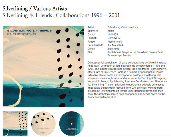 Various : Silverlining & Friends: Collaborations 1996 - 2001 LP (3xLP, Comp)