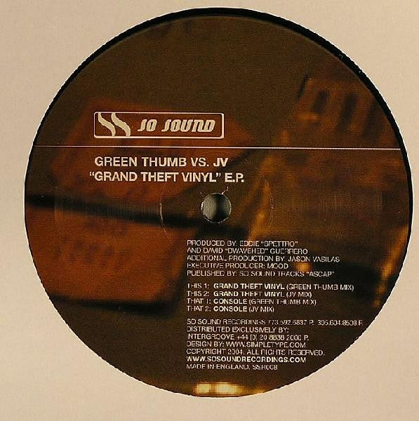Green Thumb vs. JV : Grand Theft Vinyl E.P. (12", EP)