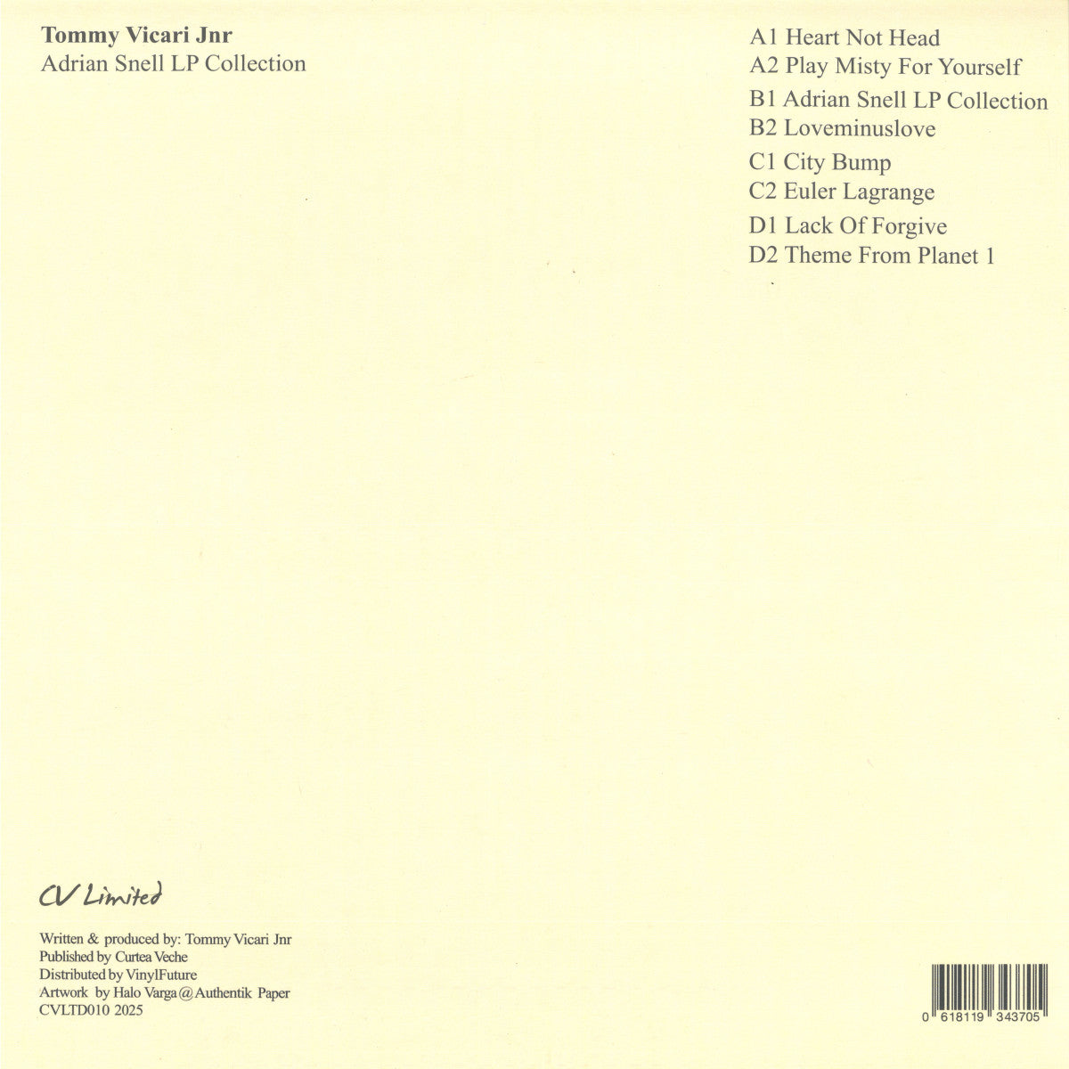 Tommy Vicari jnr - Adrian Snell LP Collection (Curtea Veche) (M)