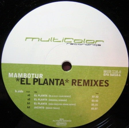 Mambotur : El Planta (Remixes) (12")