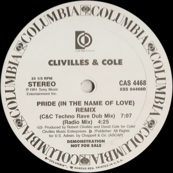 Clivillés & Cole : Pride (In The Name Of Love) (Remix) (12", Single, Promo)