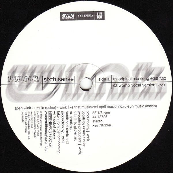 Josh Wink : Sixth Sense (12")