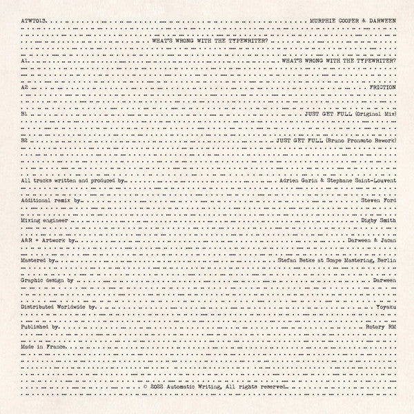 Murphie Cooper, Darween : What's Wrong With The Typewriter? (12", EP)