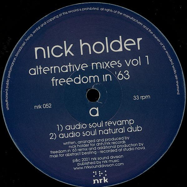 Nick Holder : Alternative Mixes Vol. 1 (12")