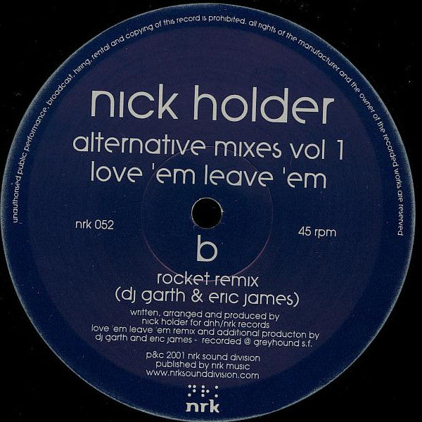 Nick Holder : Alternative Mixes Vol. 1 (12")