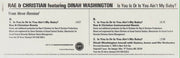 Rae & Christian Featuring Dinah Washington : Is You Is Or Is You Ain't My Baby? (12", Promo)
