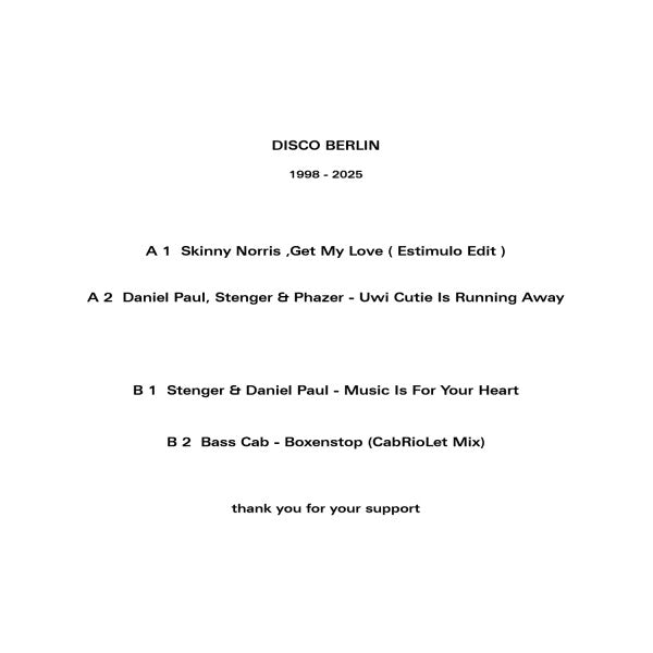 Various : Disco Berlin (1998 - 2025) (12", EP)