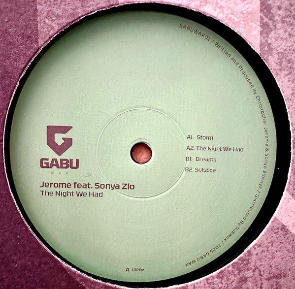 Jerome* feat. Sonya Zlo : The Night We Had (12", EP)