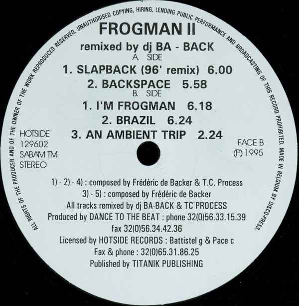 Frogman : II (Remixed By DJ Ba-Back) (12")