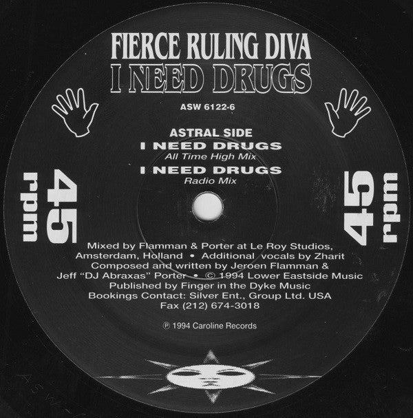 Fierce Ruling Diva : I Need Drugs (12")