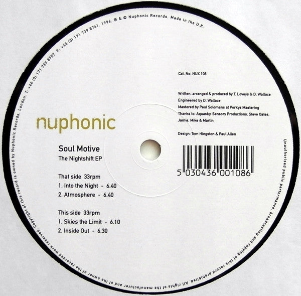 Soul Motive : The Nightshift EP (12", EP)