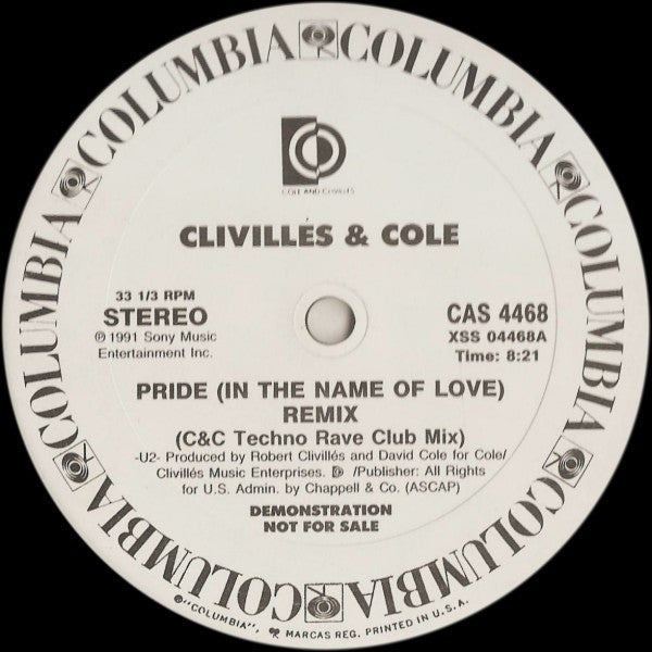 Clivillés & Cole : Pride (In The Name Of Love) (Remix) (12", Single, Promo)