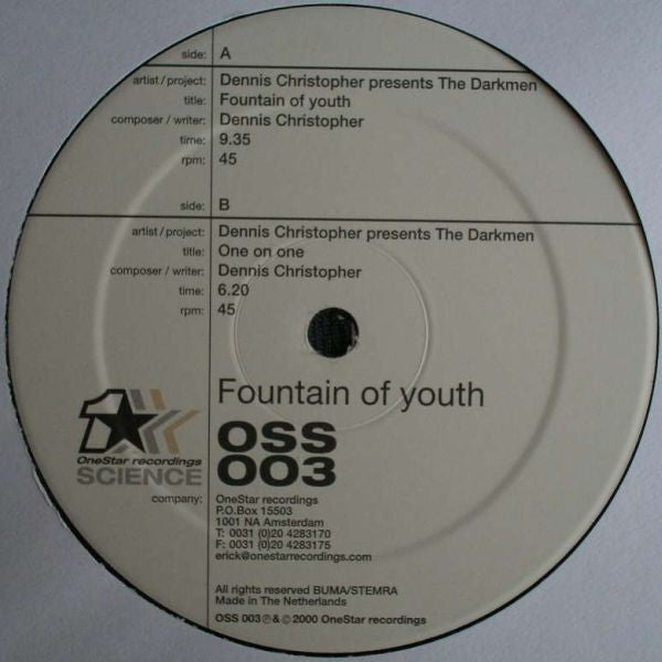 Dennis Christopher Presents The Darkmen : Fountain Of Youth EP (12", EP)