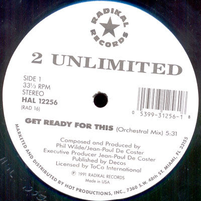 2 Unlimited : Get Ready For This (12")