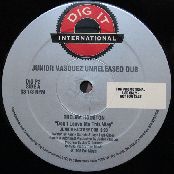 Thelma Houston / Urban Discharge : Junior Vasquez Unreleased Dub (12", Promo)