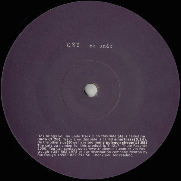 Ozy : No Undo (12")