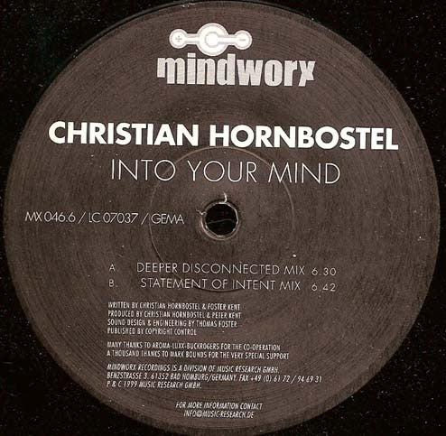 Christian Hornbostel : Into Your Mind (12")