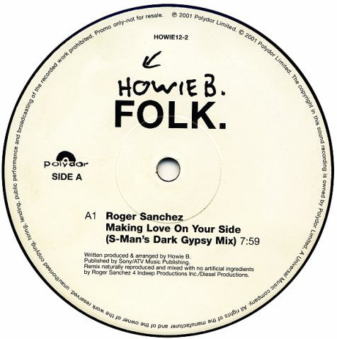 Howie B. : Folk. (12", S/Sided, Promo)